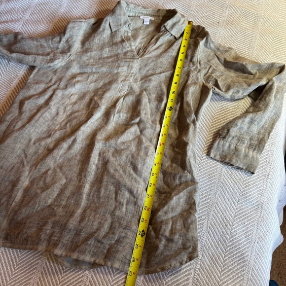 J. Jill Love Linen Tunic Top Womens Small Petite Brown 100% Linen V-Neck Blouse - Picture 7 of 8